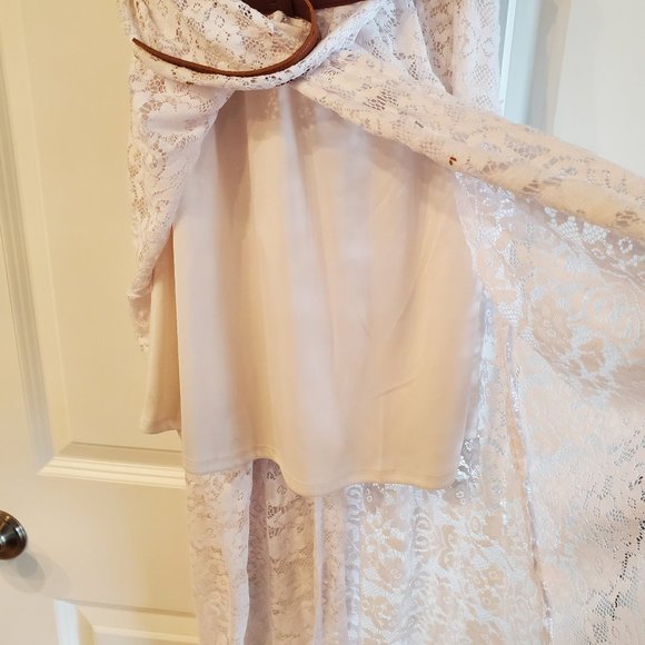 Lily Rose High-Low White Lace Dress - Juniors Medium - Picture 13 of 17